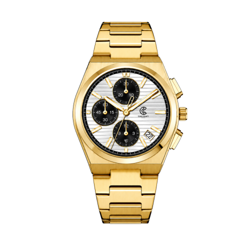Time Craft, Men, 1635 B-Golden, D-White, Chronograph-Black