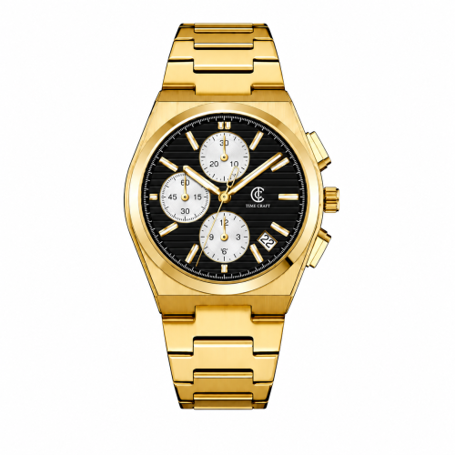 Time Craft, Men, 1635 B-Golden, D-Black, Chronograph-White