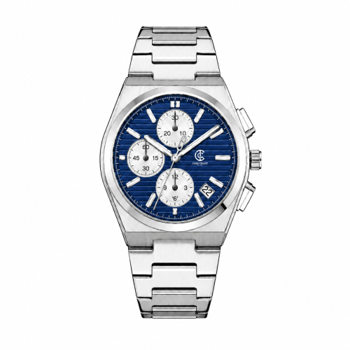 Time Craft, Men, 1635 B-Silver, D-Blue, Chronograph-White