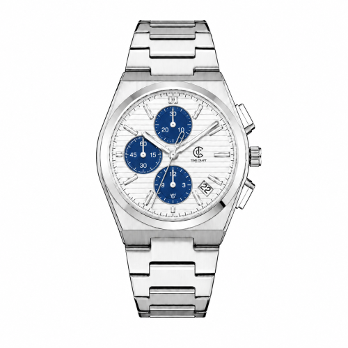 Time Craft, Men, 1635 B-Silver, D-White, Chronograph-Blue