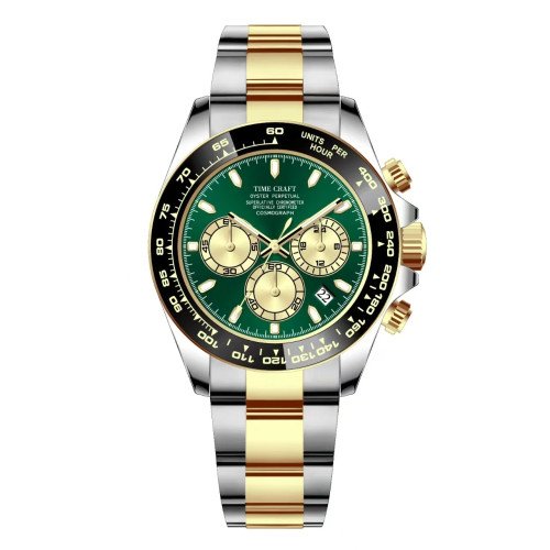 Time Craft, Men, 1638 B-TT, D-Green, Chronograph-Golden