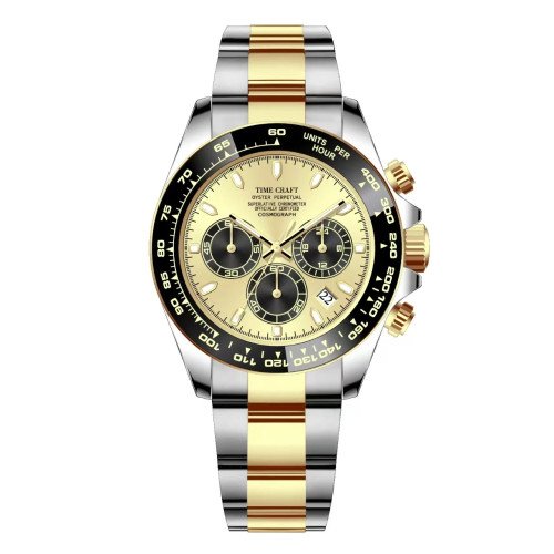 Time Craft, Men, 1638 B-TT, D-Golden, Chronograph-Black