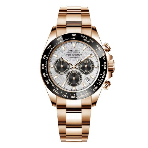 Time Craft, Men, 1638 B-RoseGold, D-White, Chronograph-Black
