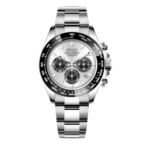 Time Craft, Men, 1638 B-Silver, D-White, Chronograph-Black