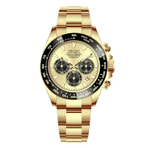 Time Craft, Men, 1638 B-Golden, D-Golden, Chronograph-Black