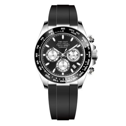 Time Craft, Men, 1638 Strap-Black, D-Black, Chronograph-White