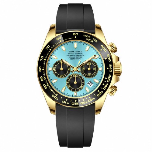 Time Craft, Men, 1638 Strap-Black, D-Tiffany, Chronograph-Black
