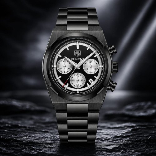 Benyar, Men, By-5203, B-Black, D-chronograph