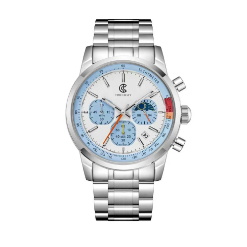 Time Craft, Men, 1615 B-Silver, D-White, Chronograph-Tiffany