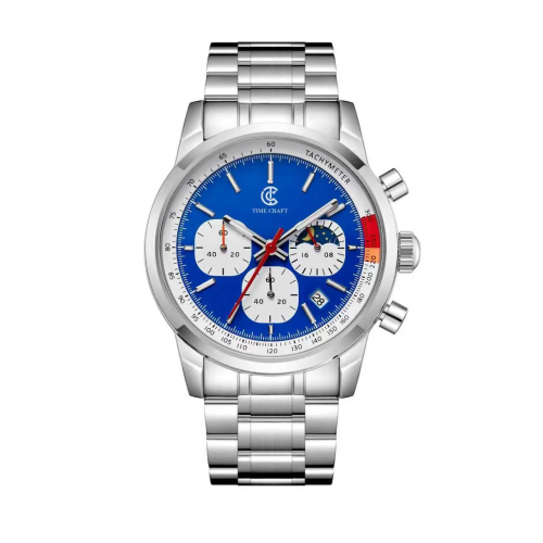 Time Craft, Men, 1615 B-Silver, D-White, Chronograph-Blue