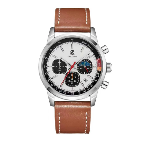 Time Craft, Men, 1615 Starp-Camel, D-White, Chronograph-Blac